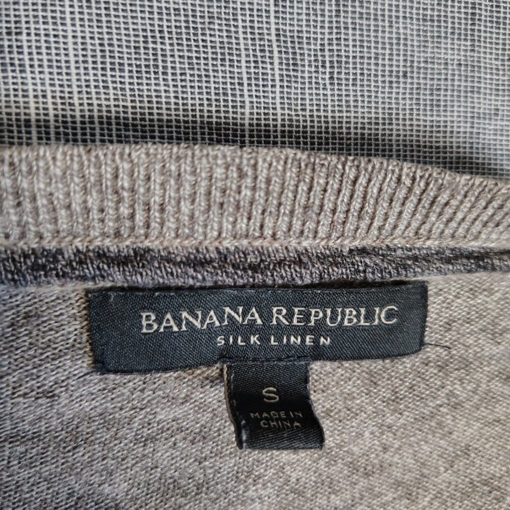 Banana Republic Sweater Size Medium Beige Silk Linen Striped Crewneck‎ - Picture 3 of 11